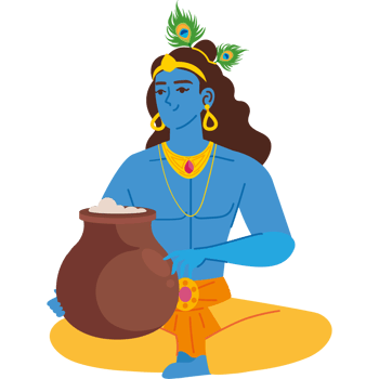 lord krishna eating makhan cream png