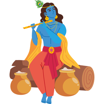 lord krishna god with flute and kalash png