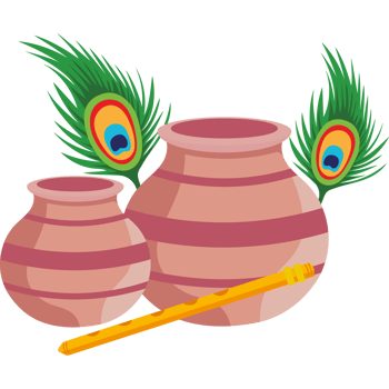 govardhan puja pot creams and flute png
