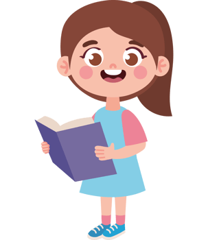 cute cartoon girl reading book png