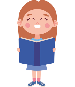 cartoon girl reading book png