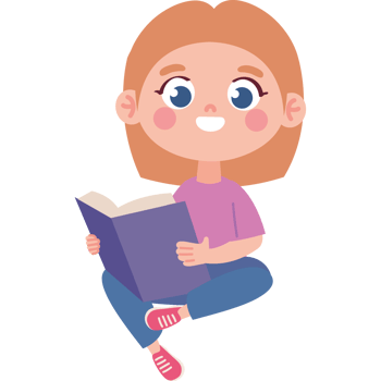 cute cartoon girl reading book isolated design png