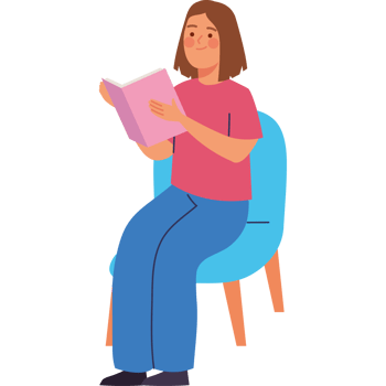 cute girl reading book png