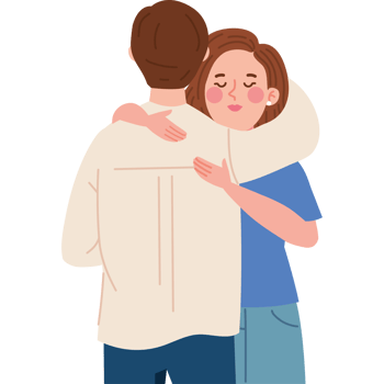 happy couple hugging characters png