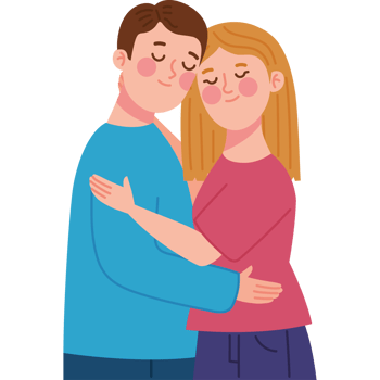 couple hugging characters png