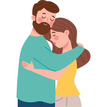 cartoon couple hugging png