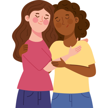 two girls hugging characters png