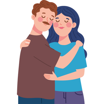cute couple hugging characters png