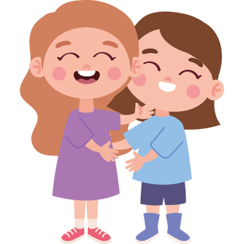 little girls characters hugging png