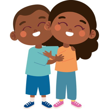 cartoon childrens characters hugging png
