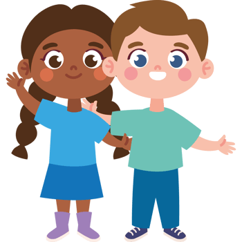cute girl and boy characters hugging png