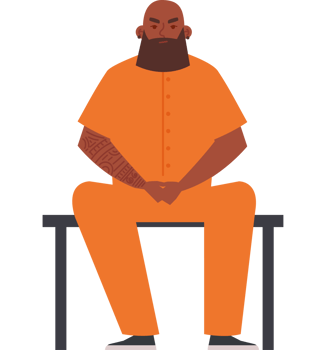 man criminal sits in prison png