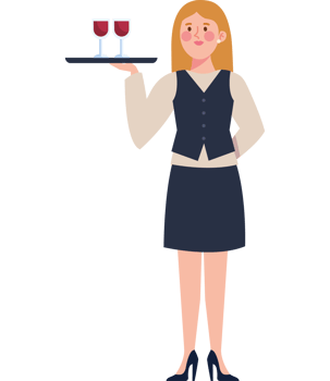 waitress holding tray serving cocktails png