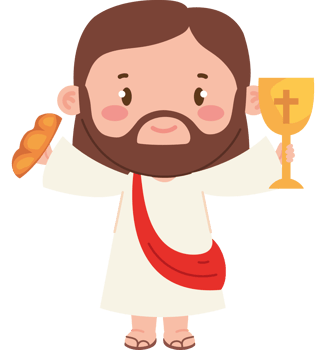 cute jesus with chalice and bread png
