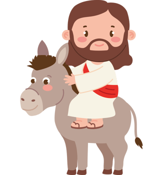 cute jesus riding donkey png