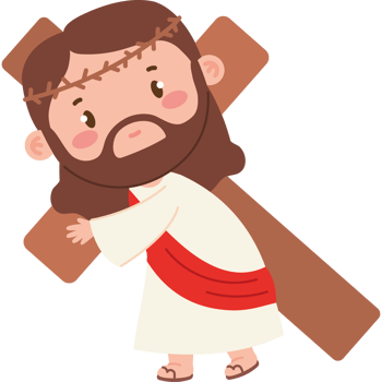 cute jesus carrying cross png
