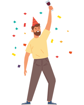 man celebrating with party hat png