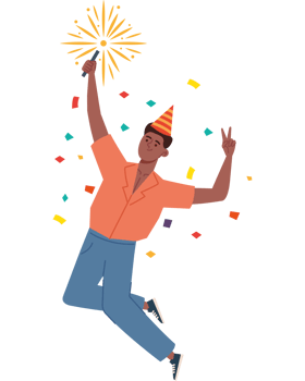 happy man celebrating png