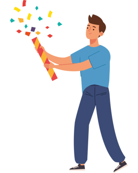 celebrating guy with confetti png