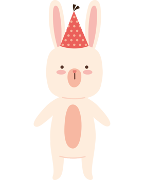 cute rabbit with birthday hat png