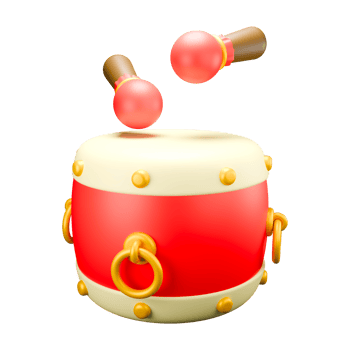 a 3d render of Chinese new year red fan png