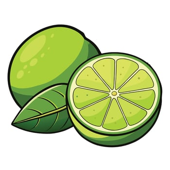 Top view limes on table big limes next to branches vector