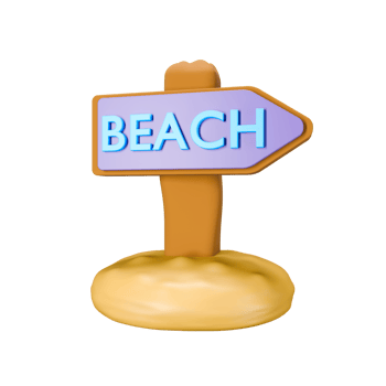 3d render of a beach signpost png