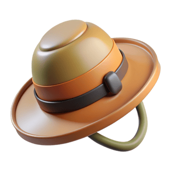 3D trekking hat with a leather strap png