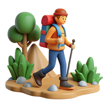 Realistic hiker icon for outdoor themes png