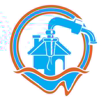 Water Tap and Modern House Silhouette, logo vector