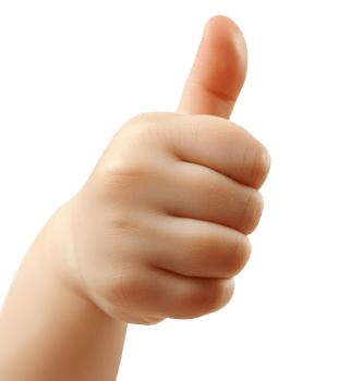 Child hand showing thumbs up gesture png