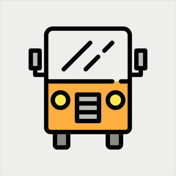 Design Illustration graphic of front view bus icon with line and color style. Suitable for UI, mobile design, web design, etc vector