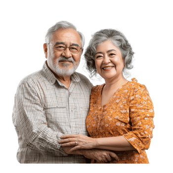 Senior couple celebrating womens day concept isolate on transparent background png