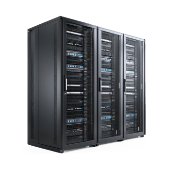 Modern Network server racks side view isolate on transparent background png