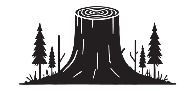Tree Stump in Forest Silhouette Art vector