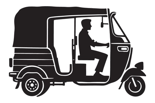 Auto Rickshaw Driver Silhouette Illustration vector