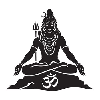 Lord Shiva in Meditation Silhouette vector