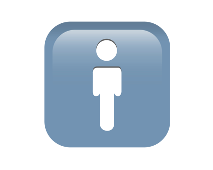 Gradient blue man restroom round corner square icon button with iconography of man and woman png
