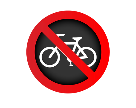 Red circle restricted icon with bicycle, red stroke png