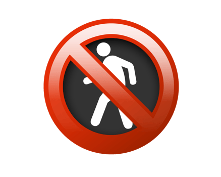 Pedestrian symbol with red circle restricted icon png