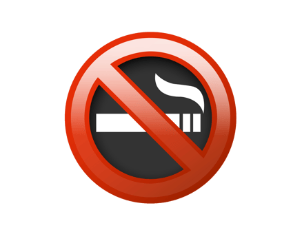 Red circle restricted No smoking sign with white cigarette icon png