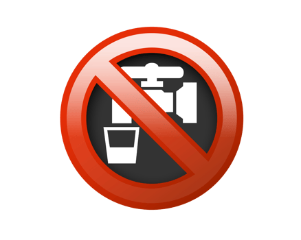 Circle restricted icon with water tap, cup, red stroke png