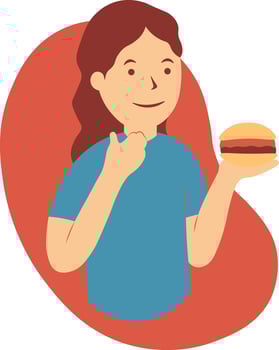 Women Eating Hamburger vector