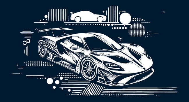 A drawing of a sports car on a dark background vector