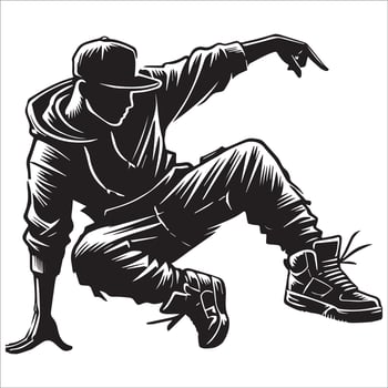 Stylish Hip-Hop Dancer Silhouette Art vector