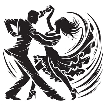 Bold Salsa Dance Silhouette Illustration vector