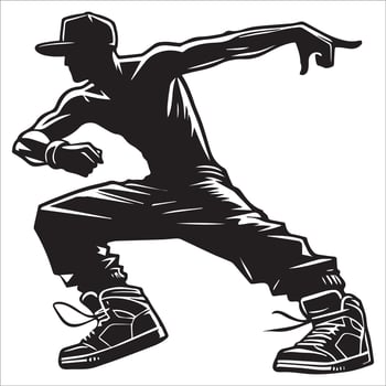 Cool Hip-Hop Dance Pose Silhouette Artwork vector