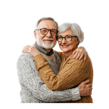 an elderly couple hugging isolate on transparent background png