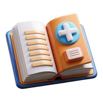 Realistic medical reference book for healthcare themes. png