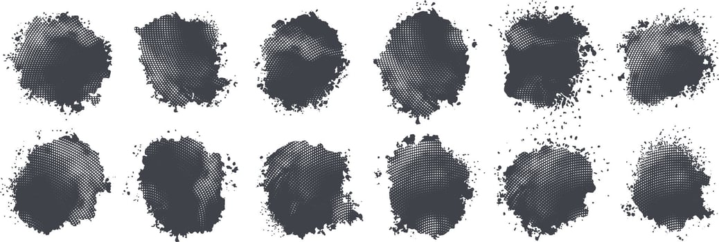 Set of retro black grunge and halftone splash texture banner Background vector
